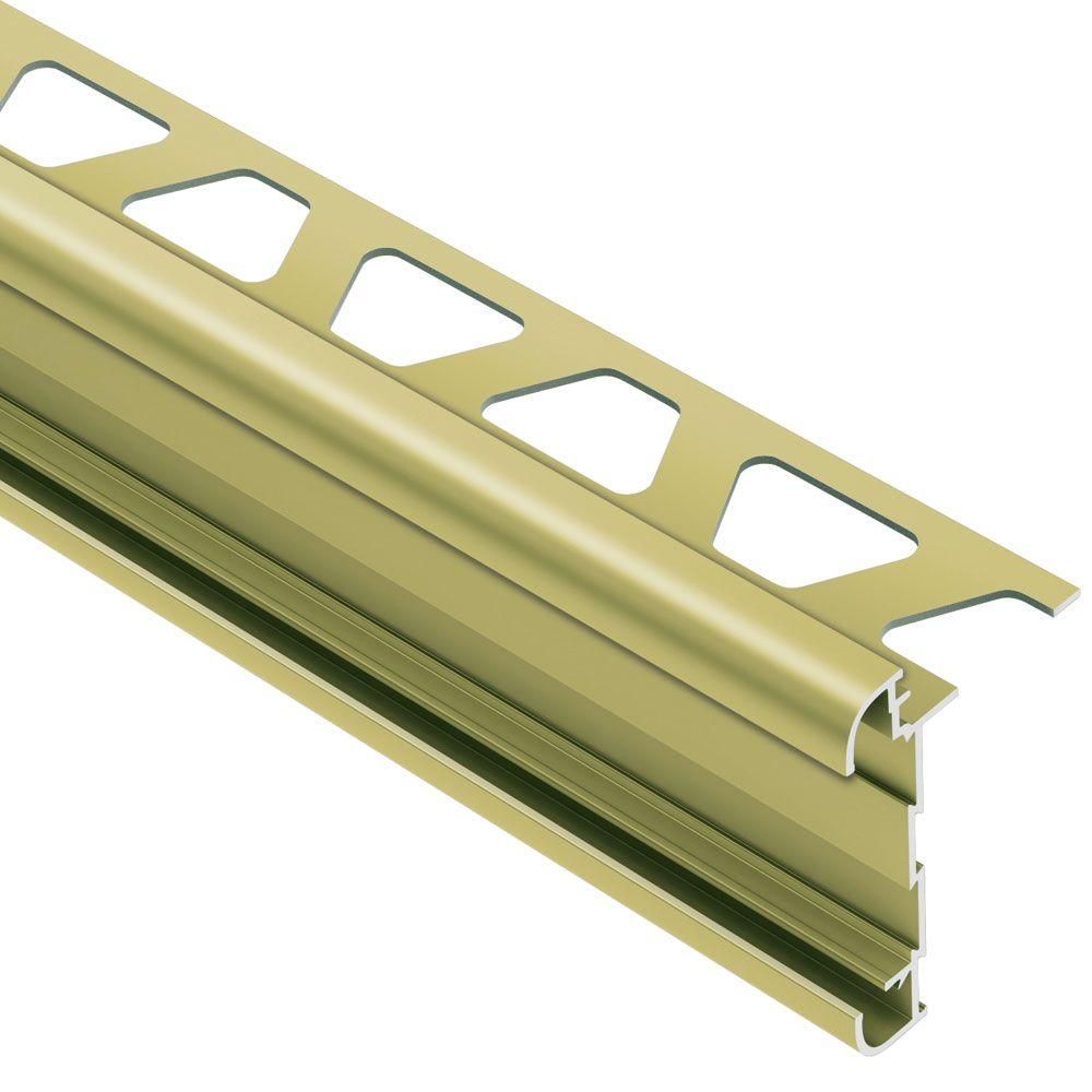Schluter RONDEC-CT Profilé de bordure à comptoir double rail - Aluminium anodisé laiton mat 1/2" (12.5 mm) x 8' 2-1/2"