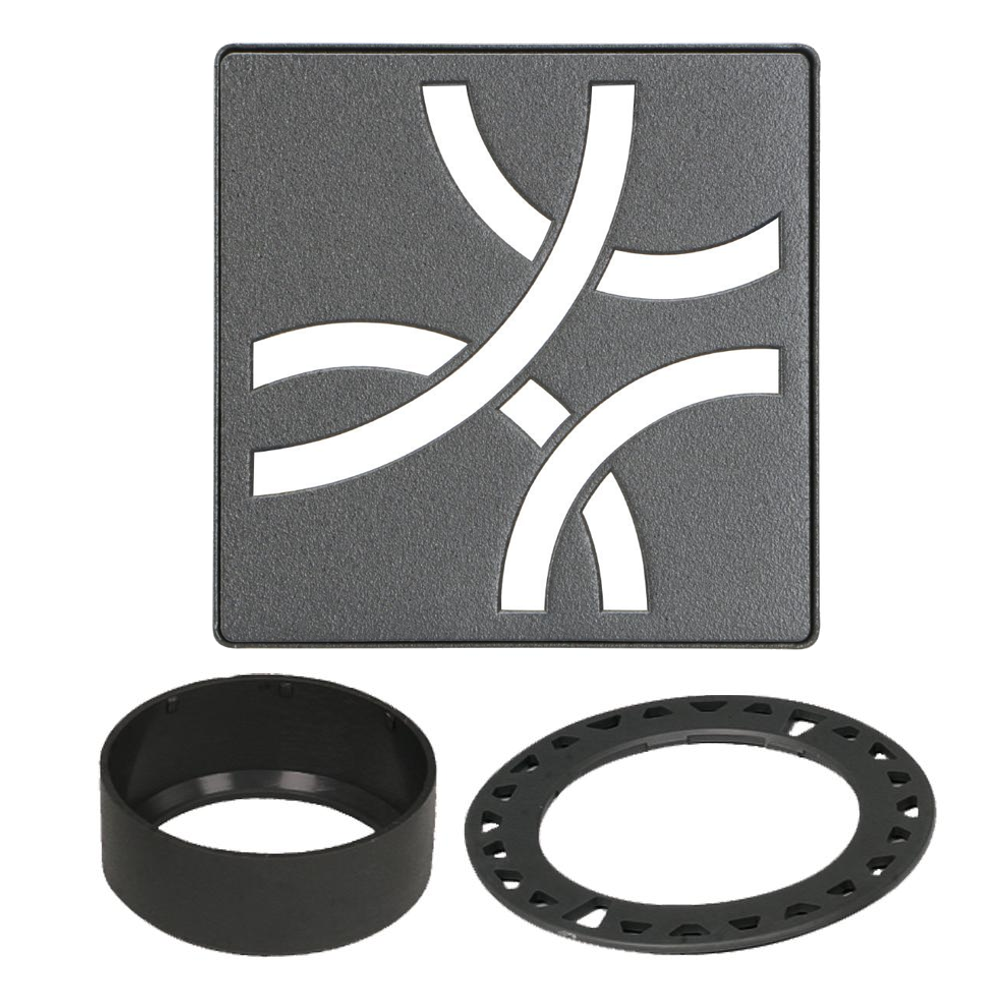 Schluter KERDI-DRAIN Ensemble de grille carrée Curve acier inoxydable (V2) anthracite foncé 4"