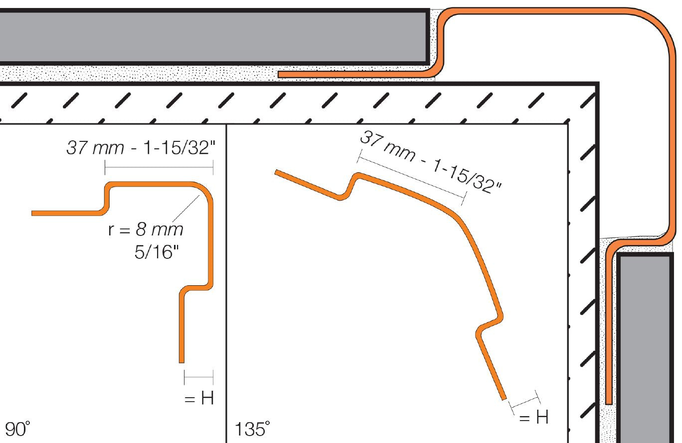 Schluter ECK-E Profilé robustre de protection des angles extérieurs à 90° - acier inoxydable (V2) 1-15/32"x 8' 2-1/2" x 7/16" (11 mm)