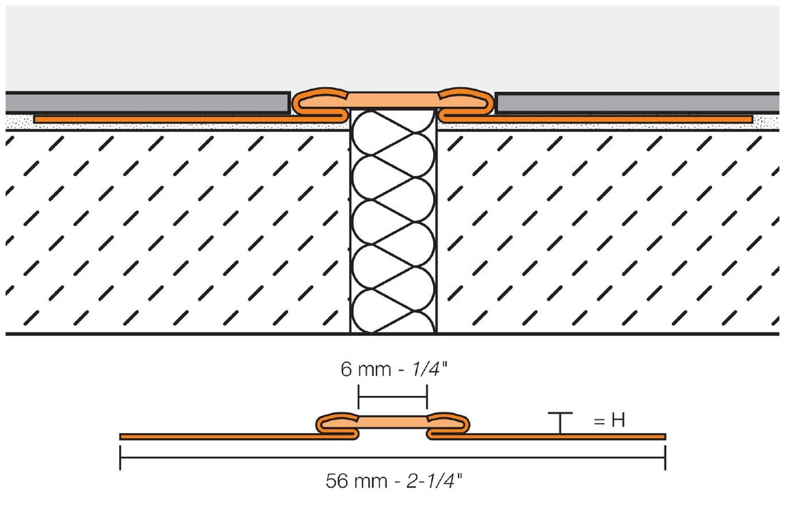 Schluter DILEX-EKSB Profilé de joint de surface pour les revêtements de plancher plus minces - acier inoxydable (V2) avec joint de 1/4" beige clair 3/32" (2.5 mm) x 8' 2-1/2"
