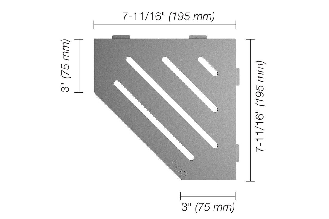 Schluter SHELF-E Étagère de coin pentagonale modèle Wave aluminium étain