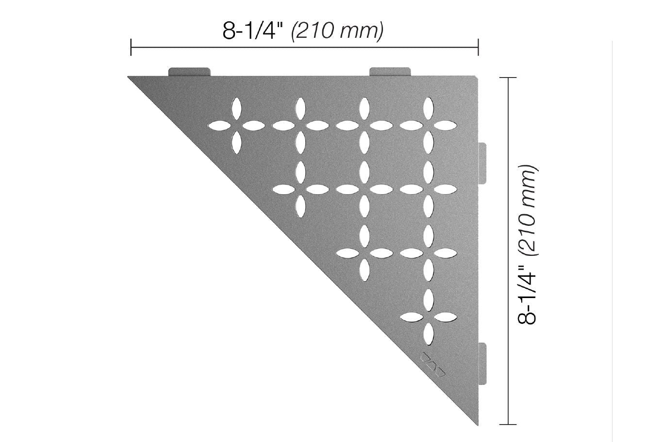 Schluter SHELF-E Étagère de coin triangulaire modèle Floral aluminium étain