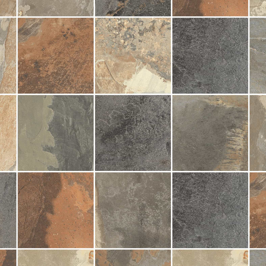 Carreaux de céramique Collection Slaty 12 po x 12 po multicolore fini mat