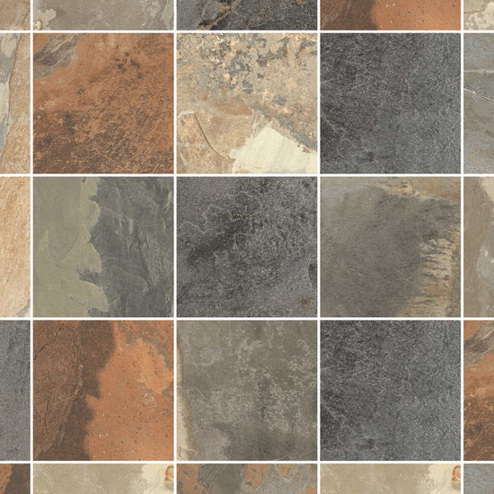 Carreaux de céramique Collection Slaty 12 po x 12 po multicolore fini mat