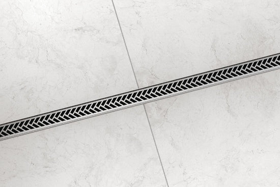 Schluter KERDI-LINE-VARIO Drain linéaire encastré avec design de grille Herringbone - acier inoxydable (V4) brossé 1-1/16" x 96"