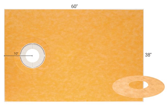 Schluter KERDI-SHOWER-TS Kit de bac de douche préfabriquée en pente avec position de sortie décentrée 1-1/8" x 38" x 60"