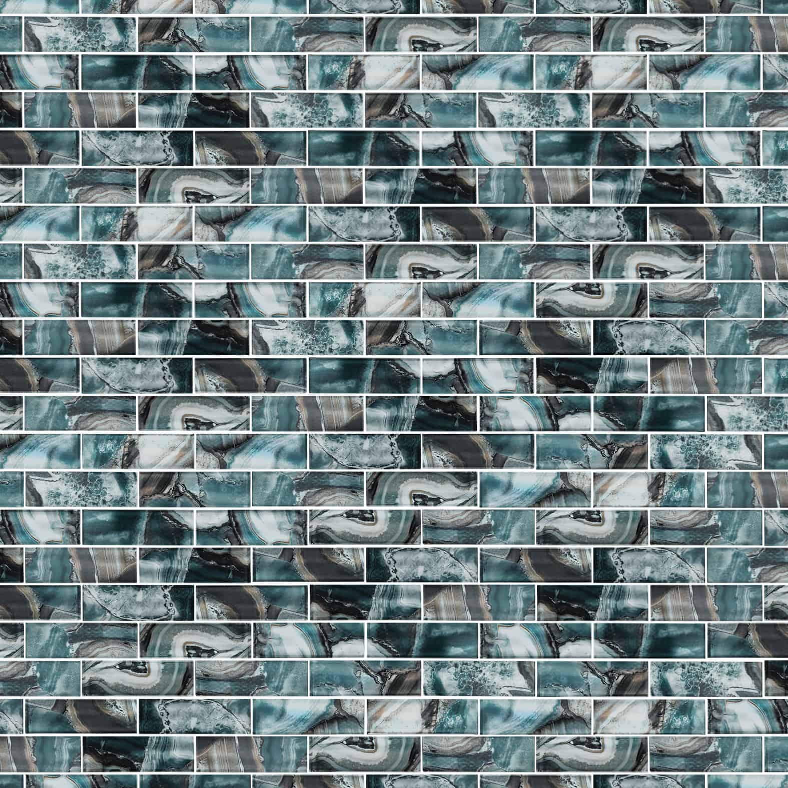 Carreaux de céramique | Collection Geode - 2 po x 6 po Azzurro 2 po x 6 po Lustré