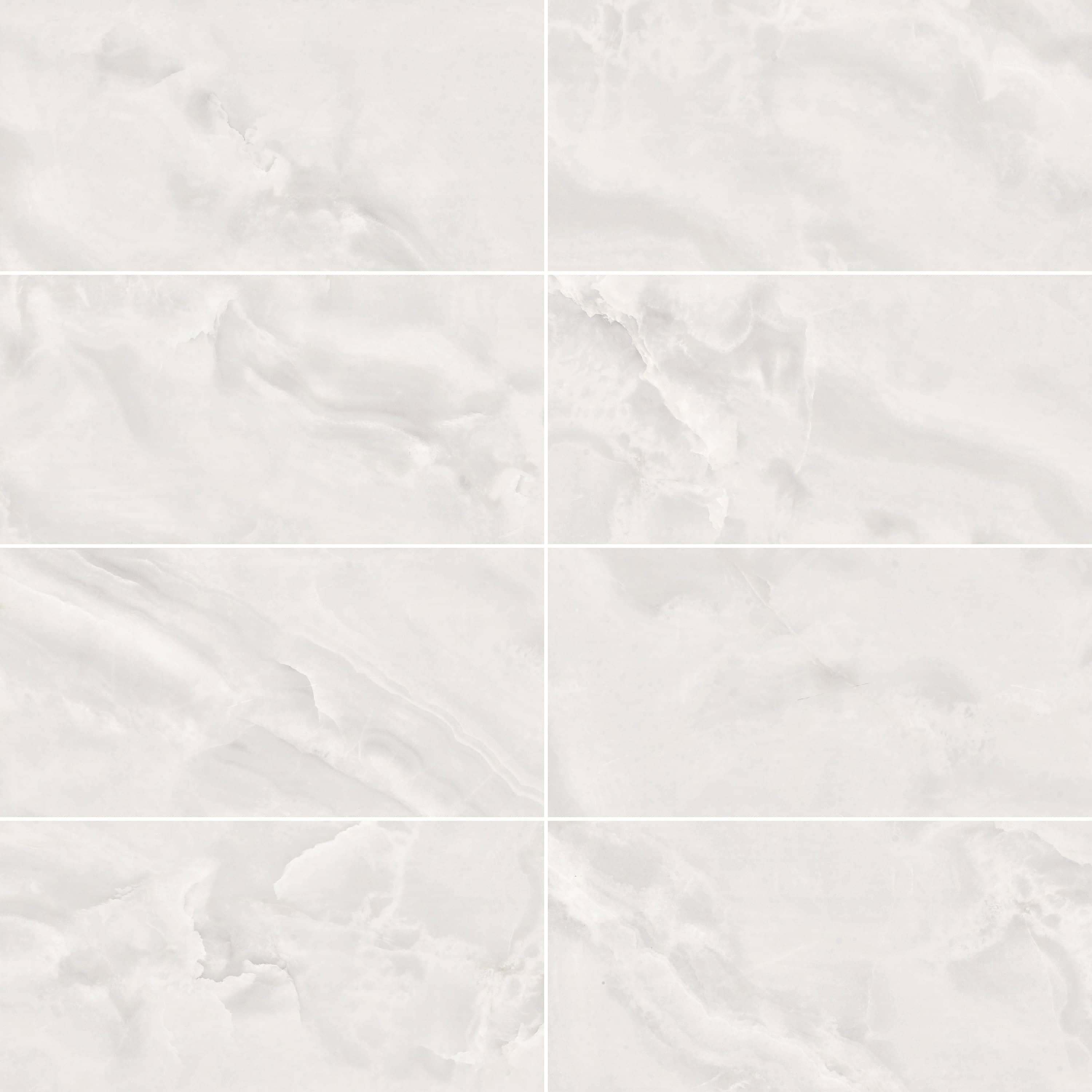 Carreaux de céramique Collection Serena 12 po x 24 po Bianco, finition poli blanc lisse et brillant