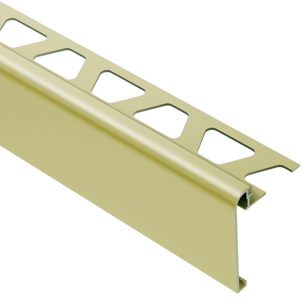 Schluter RONDEC-STEP Profilé de finition et protection des rebords avec ailette verticale de 2-1/4" - aluminium anodisé laiton mat 3/8" (10 mm) x 8' 2-1/2"