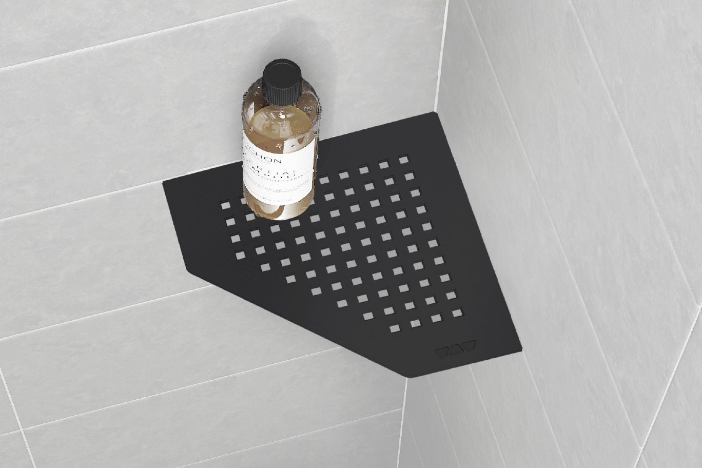 Schluter SHELF-E Étagère de coin pentagonale modèle Curve aluminium ivoire