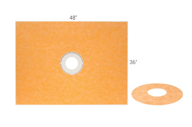 Schluter KERDI-SHOWER-TT Kit de bac de douche préfabriquée en pente avec position de sortie centrée 1" x 36" x 48"