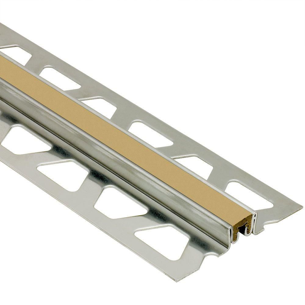 Schluter DILEX-KSN Profilé pour joint de surface avec insertion beige clair de 7/16" - acier inoxydable (V2) 1/2" (12.5 mm) x 8' 2-1/2"