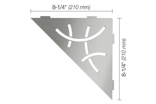 Schluter SHELF-E Étagère de coin triangulaire modèle Curve - acier inoxydable (V2) brossé