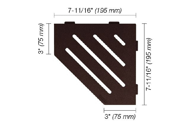 Schluter SHELF-E Étagère de coin pentagonale modèle Wave - aluminium bronze