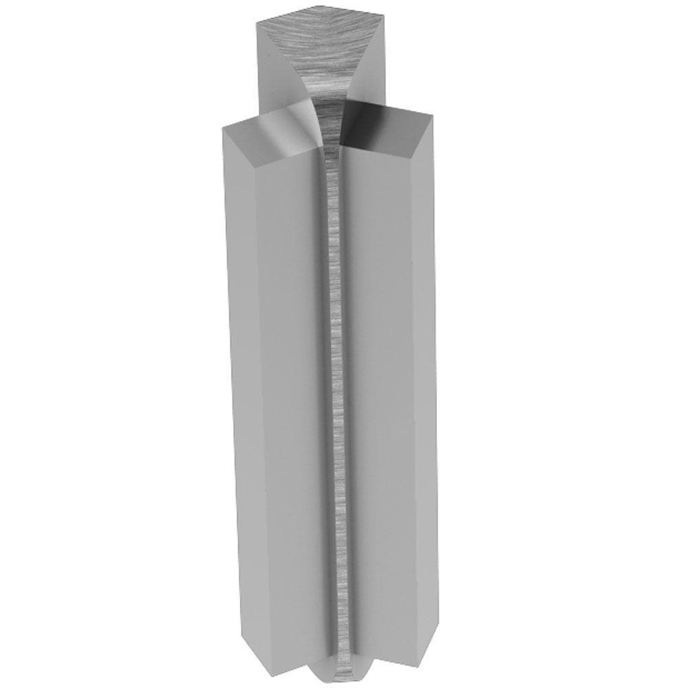 Schluter RONDEC-STEP Coin intérieur 135° avec ailette verticale de 2-1/4" - aluminium anodisé chrome brossé 1/2" (12.5 mm)