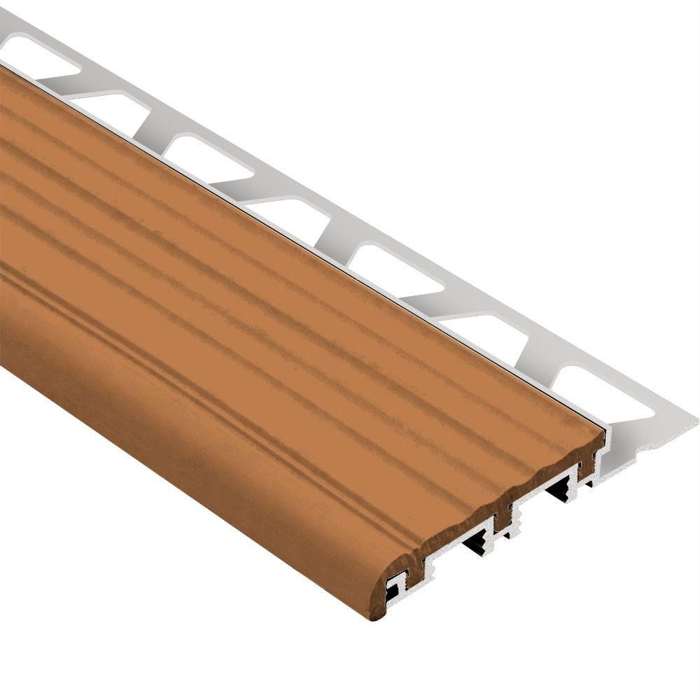 Schluter TREP-B Profilé pour nez de marche - aluminium avec un insert brun noisette 2-1/8" x 1/2" (12.5 mm) x 8' 2-1/2"