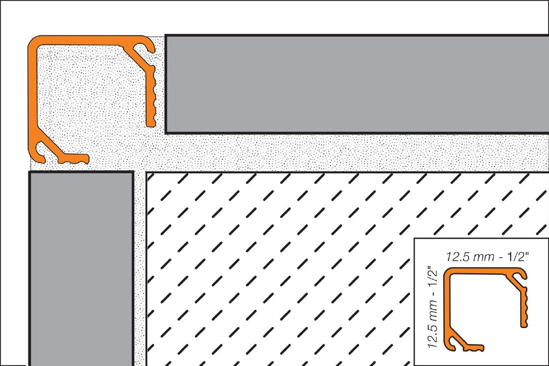 Schluter QUADEC-K Profilé de finition et de protection à surface visible carrée - aluminium anodisé chrome poli 1/2" (12.5 mm) x 8' 2-1/2"