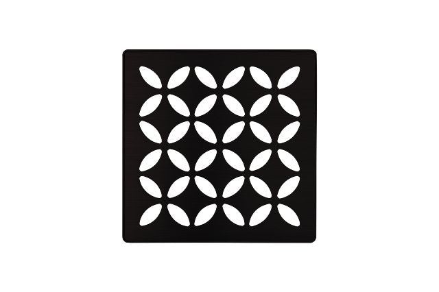Schluter KERDI-DRAIN Ensemble de grille carrée Floral - acier inoxydable (V2) noir mat 4"