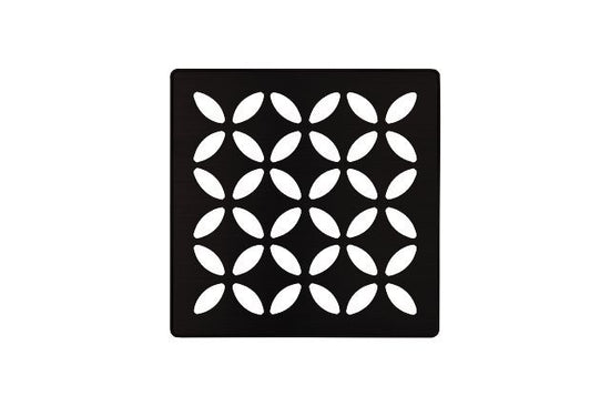Schluter KERDI-DRAIN Ensemble de grille carrée Floral - acier inoxydable (V2) noir mat 4"