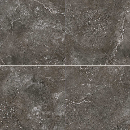 Carreaux de céramique Collection Gemstone 24 po x 24 po noir mat, finition mate texturée