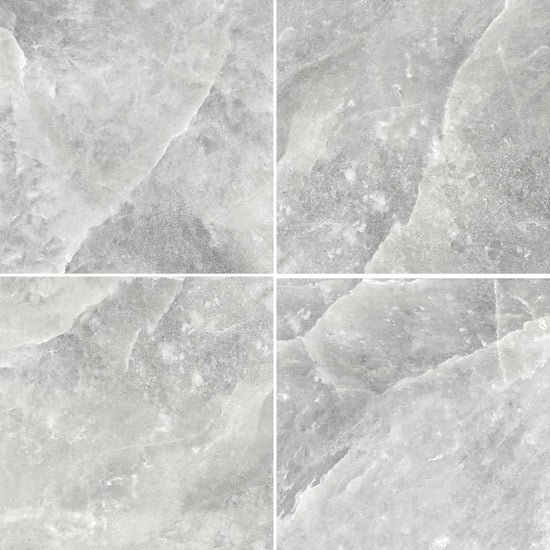 Carreaux de céramique | Collection Rock Salt - 24 po x 24 po, gris mat, texture pierre naturelle