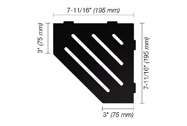 Schluter SHELF-E Étagère de coin pentagonale modèle Wave - aluminium noir mat