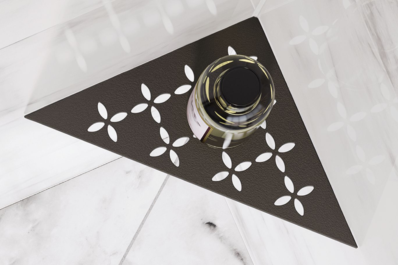 Schluter SHELF-E Étagère de coin triangulaire modèle Wave aluminium anthracite foncé