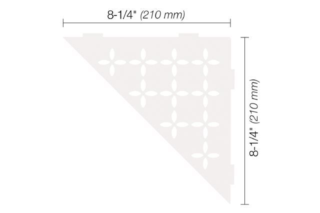 Schluter SHELF-E Étagère de coin triangulaire modèle Floral - aluminium blanc mat