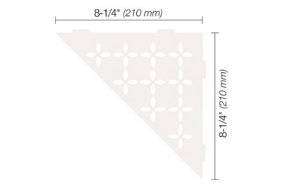 Schluter SHELF-E Étagère de coin triangulaire modèle Floral - aluminium blanc mat