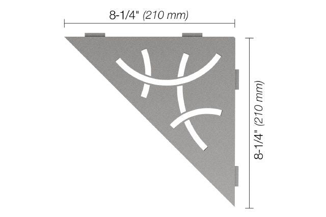Schluter SHELF-E Étagère de coin triangulaire modèle Curve - aluminium gris pierre