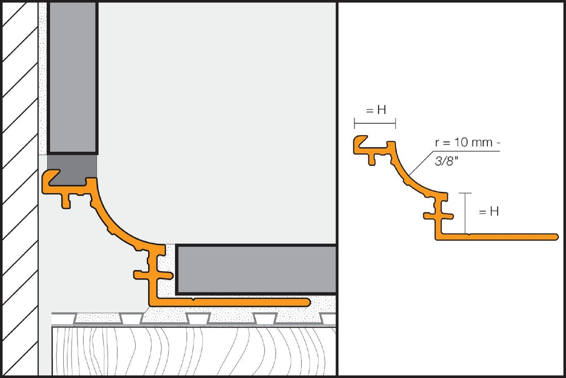 Schluter DILEX-AHK Profilé à gorge avec un radius de 3/8" (10 mm) - aluminium brun rustique 3/8" x 8' 2-1/2"