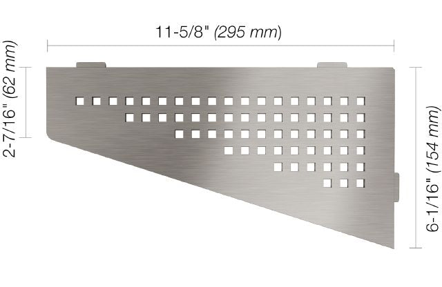 Schluter SHELF-E Étagère de coin quadrilaterale modèle Square - acier inoxydable (V2) brossé