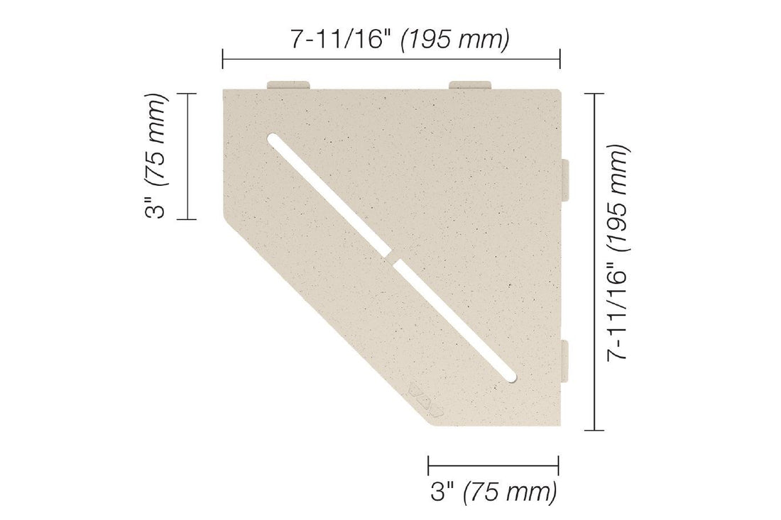 Schluter SHELF-E Étagère de coin pentagonale modèle Pure aluminium ivoire