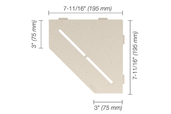 Schluter SHELF-E Étagère de coin pentagonale modèle Pure aluminium ivoire