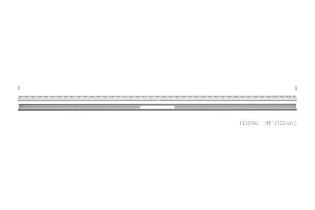 Schluter KERDI-LINE-VARIO Drain linéaire encastré avec design de grille Floral - acier inoxydable (V4) brossé 1-1/16" x 48"