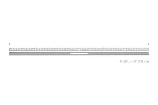 Schluter KERDI-LINE-VARIO Drain linéaire encastré avec design de grille Floral - acier inoxydable (V4) brossé 1-1/16" x 48"