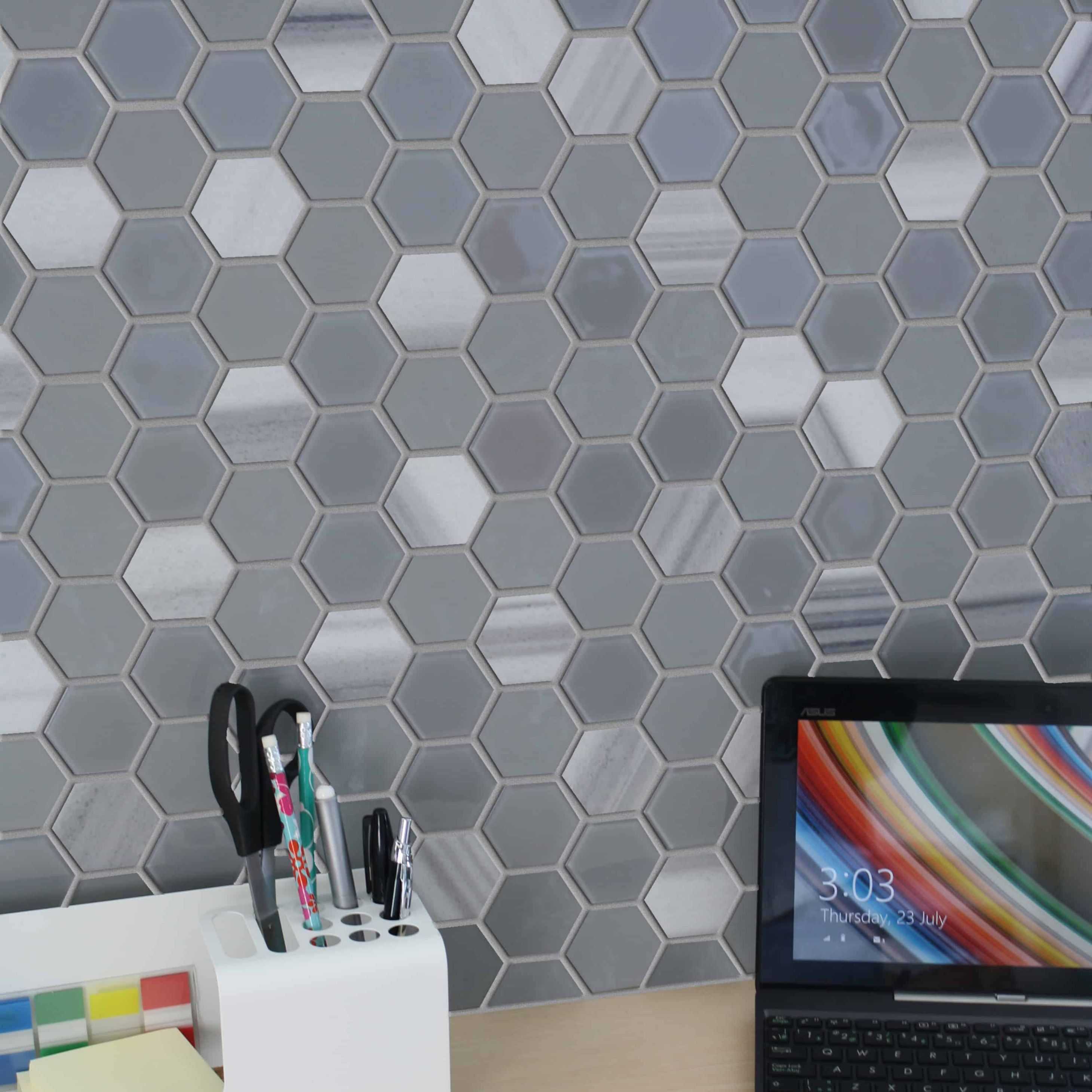 Carreaux de céramique | Collection Exagon - Mosaïque - 2 po x 2 po