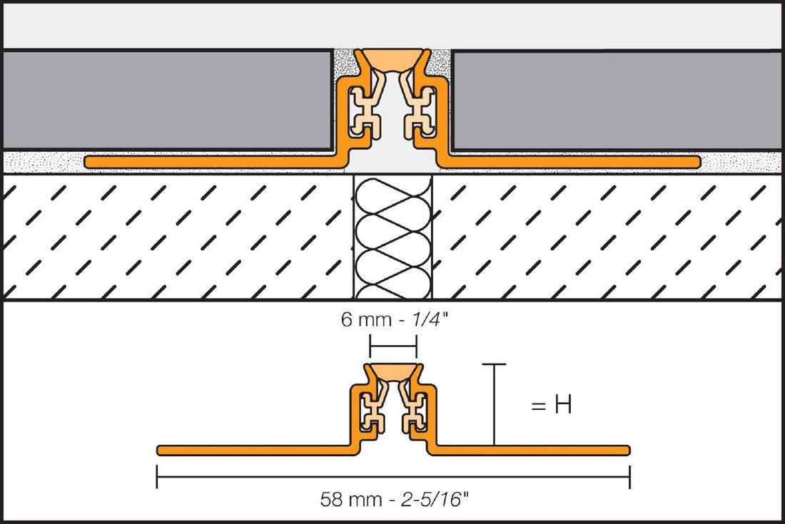 Schluter DILEX-AKWS profilé de joint de surface, zone de mouvement PVC 1/4 po, aluminium gris classique 7/16 po (11 mm) x 8 pi 2‑1/2 po