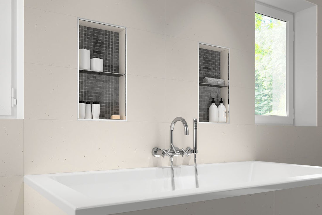 Schluter Tablette SHELF-N rectangulaire pour niche design carré - Crème 3-7/16" x 11 13/16"