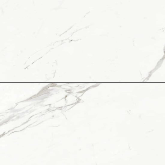 Carreaux de céramique Collection Marmi Classici 24 po x 48 po Statuario Classico poli blanc marbré veiné gris