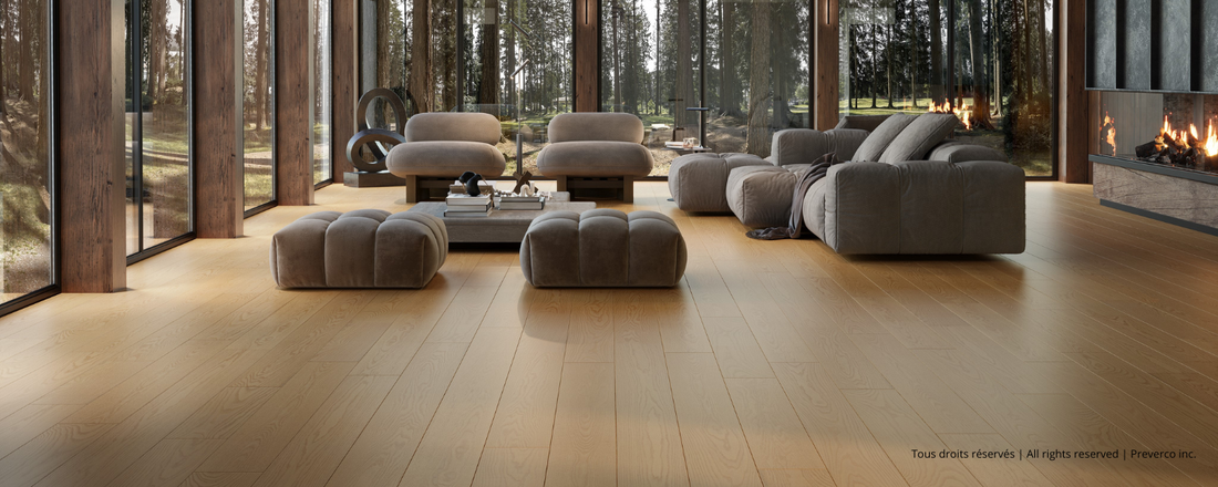 Preverco Bois franc SolidClassic Chêne rouge V+ Dune mat, lames 5 pouces, ép. 3/4 pouce, grain chêne naturel sable