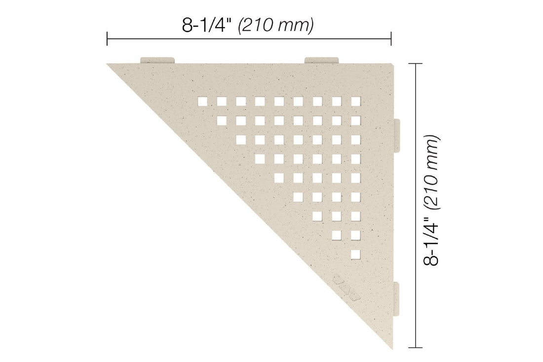 Schluter SHELF-E Étagère de coin triangulaire modèle Square aluminium ivoire