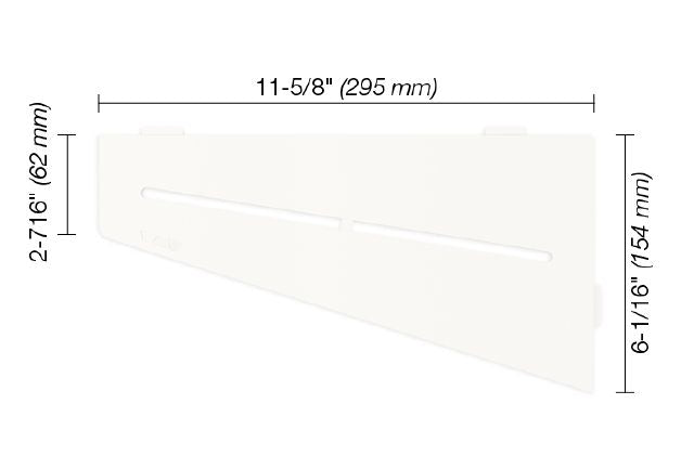 Schluter SHELF-E Étagère de coin quadrilaterale modèle Pure - aluminium blanc mat