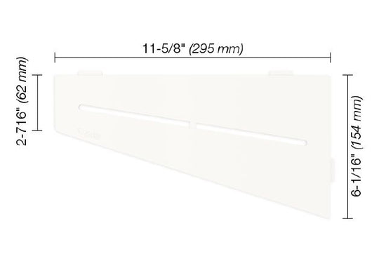 Schluter SHELF-E Étagère de coin quadrilaterale modèle Pure - aluminium blanc mat