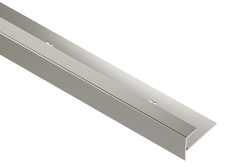 Schluter VINPRO-STEP Profilé de nez de marche pour revêtement de vinyle aluminium anodisé nickel brossé 1/2" (12.5 mm) x 8' 2-1/2"