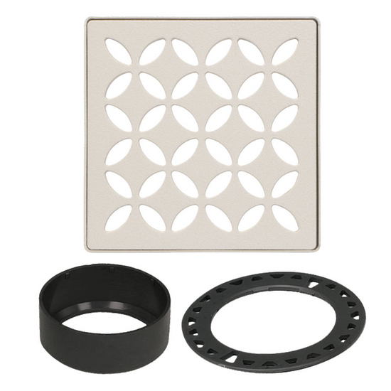Schluter KERDI-DRAIN Ensemble de grille carrée Floral acier inoxydable (V2) ivoire 4"