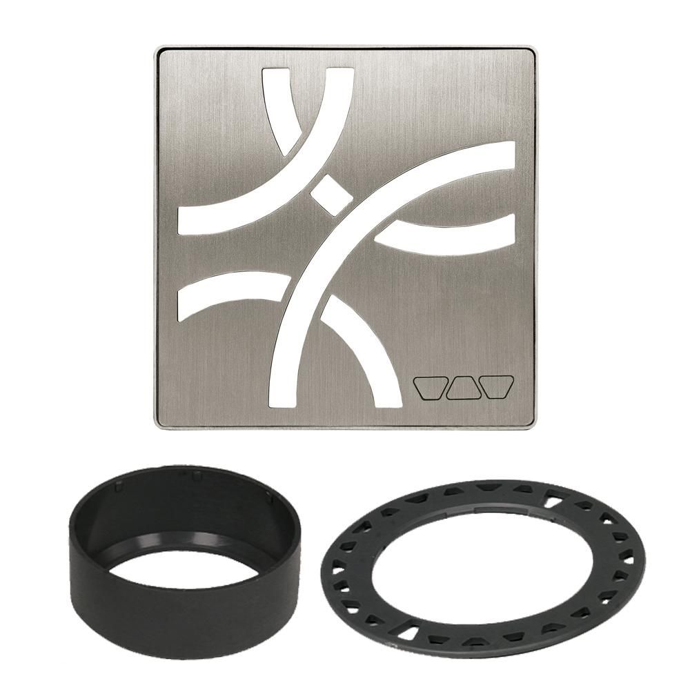 Schluter KERDI-DRAIN Ensemble de grille carrée Curve - acier inoxydable (V2) nickel brossé 4"