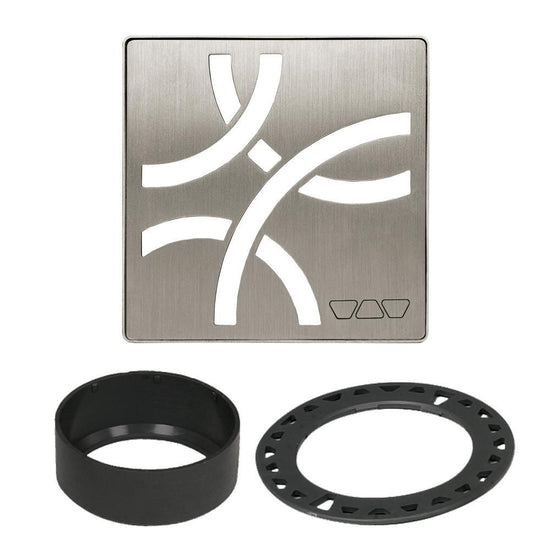 Schluter KERDI-DRAIN Ensemble de grille carrée Curve - acier inoxydable (V2) nickel brossé 4"