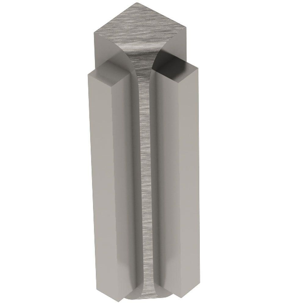 Schluter RONDEC-STEP Coin intérieur 90° avec ailette verticale de 1-1/2" - aluminium anodisé nickel brossé 3/8" (10 mm)
