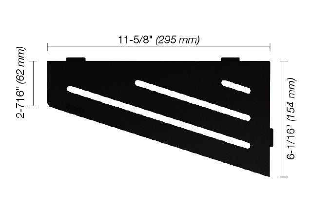Schluter SHELF-E Étagère de coin quadrilaterale modèle Wave - aluminium noir mat